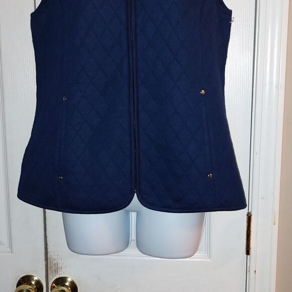 Kim Rogers Petite navy blue quilted zipper vest Sz SP NWOT - Picture 2 of 5